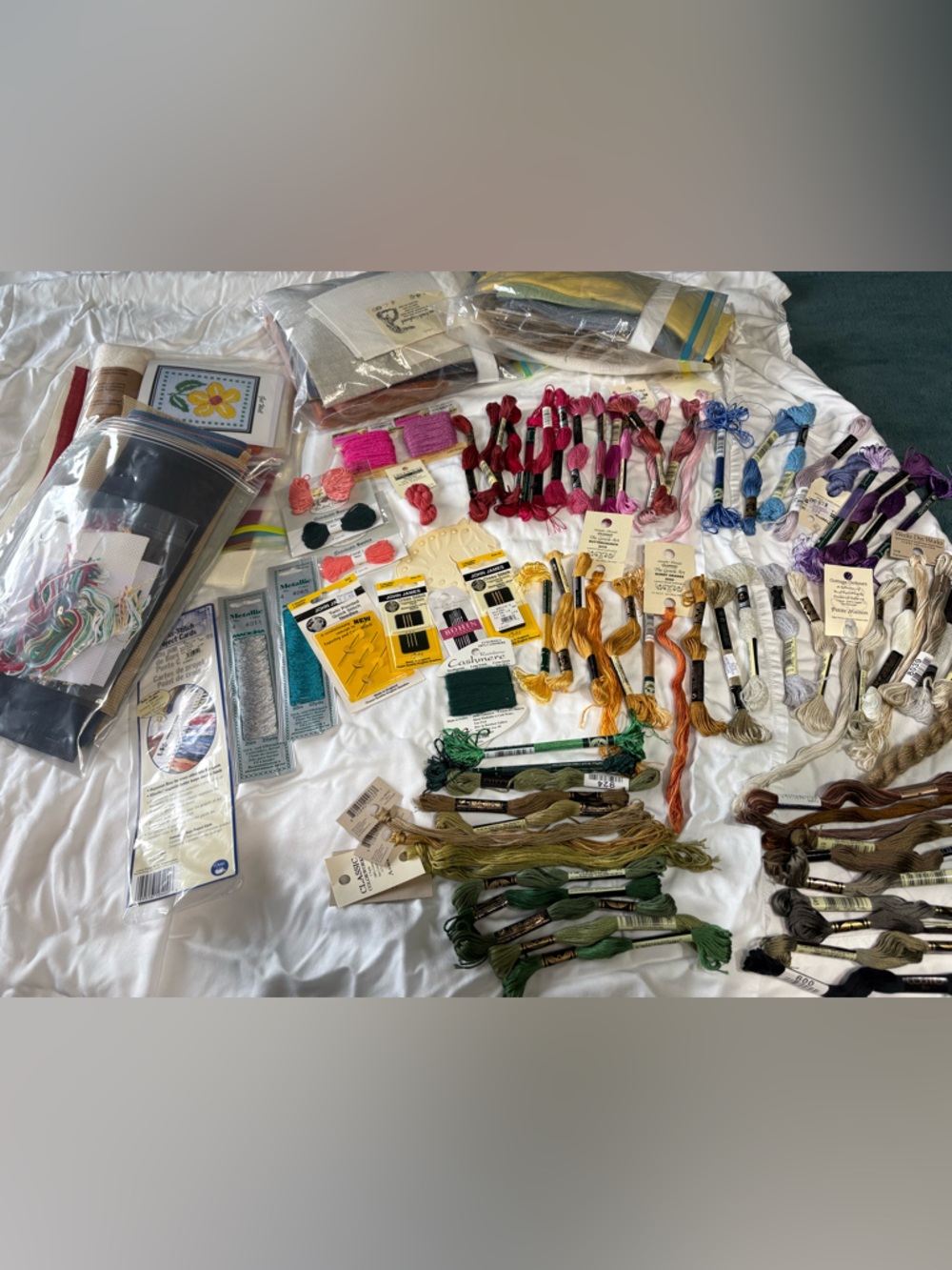 Assorted Embroidery Floss & Cross Stitch Supplies and Kits - plus blank canvas